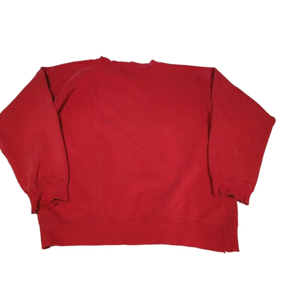 VTG‎ Levi Strauss Sweatshirt Men's Large Distressed Red 90's Thrashed